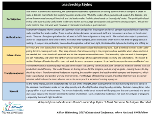 Leadership Styles - Where You Lead 1