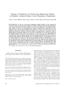 Testing of Nebulizers for Delivering Magnesium Sulfate to Pediatric