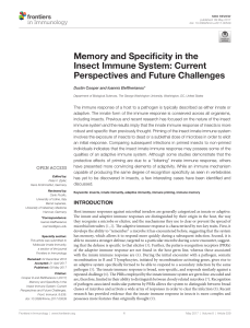 Memory and Specificity in the Insect Immune System: Current