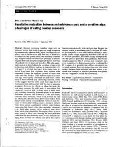 Facultative mutualism between an herbivorous crab and a coralline