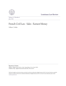 French Civil Law - Sales - Earnest Money