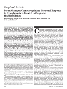 Serum Glucagon Counterregulatory Hormonal Response to