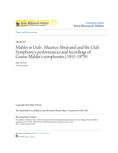 Mahler in Utah : Maurice Abravanel and the Utah Symphony`s