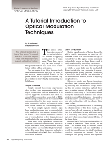 A Tutorial Introduction to Optical Modulation Techniques