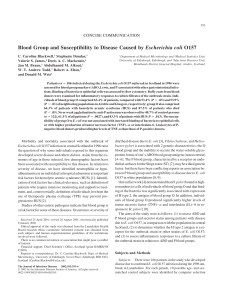 Blood Group and Susceptibility to Disease Caused by Escherichia