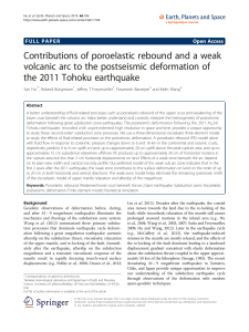 Contributions of poroelastic rebound and a weak volcanic arc to the