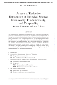 Aspects of Reductive Explanation in Biological Science: Intrinsicality
