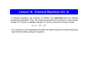 Lecture 18. Chemical Equilibrium (Ch. 5)