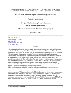 (2006). "What is Ethical in Archaeology? An Analysis of Ethical