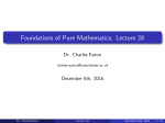 Foundations of Pure Mathematics: Lecture 28