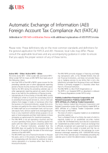 Automatic Exchange of Information (AEI) Foreign Account Tax