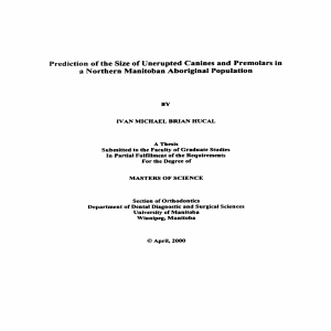 Prediction of the Size of Unerupted Canines and Premolars in a