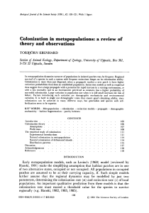 Colonization in metapopulations: a review of
