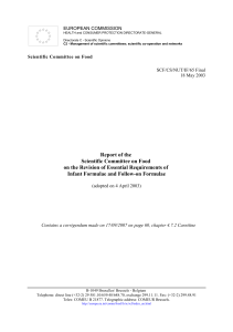 Report of the Scientific Committee on Food on the Revision of