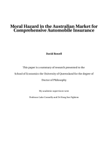 Moral Hazard in the Australian Market for Comprehensive