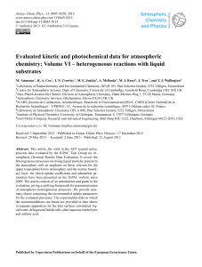 Evaluated kinetic and photochemical data for atmospheric chemistry