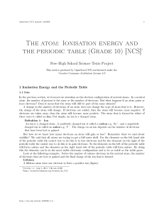 The atom: Ionisation energy and the periodic table