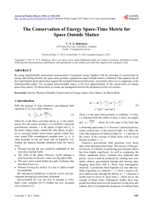 The Conservation of Energy Space-Time Metric for Space Outside