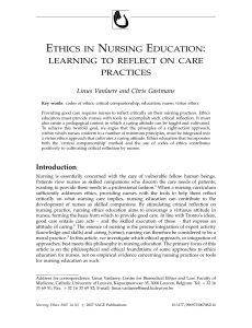ethics in nursing education: learning to reflect on care practices