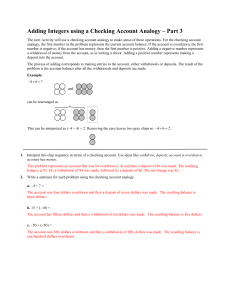 Adding Integers using a Checking Account Analogy – Part 3