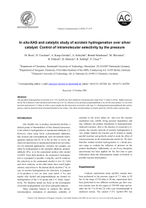 In situ-XAS and catalytic study of acrolein hydrogenation over silver