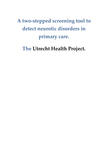 A two-stepped screening tool to detect neurotic disorders in primary