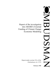 Report of the investigation into ABARE`s external funding of climate