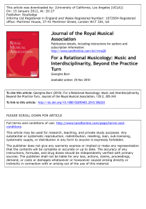 For a Relational Musicology - American Musicological Society
