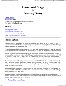 Learning Theories of Instructional Design