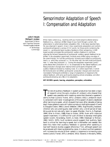 Sensorimotor Adaptation of Speech I: Compensation and
