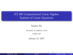 Systems of linear equations, Gaussian elimination