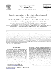 Injection mechanisms of short-lived radionuclides and their