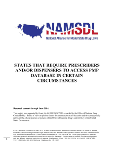 states that require prescribers and/or dispensers to access pmp