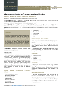 A Contemporary Review on Pregnancy Associated Disorders
