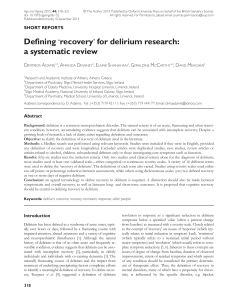 Defining `recovery` for delirium research: a