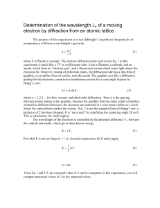 Determination of the wavelength λe of a moving electron by