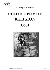 PHILOSOPHY OF RELIGION G581
