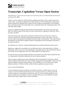 George Soros - Capitalism Versus Open Society