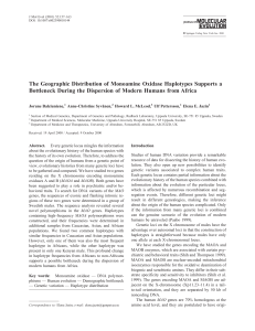 The Geographic Distribution of Monoamine Oxidase Haplotypes