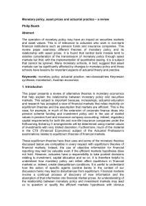 Monetary policy, asset prices and actuarial practice