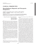 CLINICAL PERSPECTIVE Hyperlipidemia: Diagnostic and