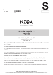 Scholarship Physics (93103) 2012