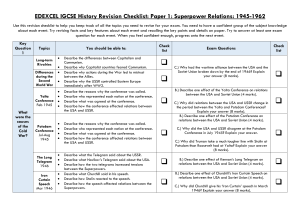 EDEXCEL IGCSE History Revision Checklist
