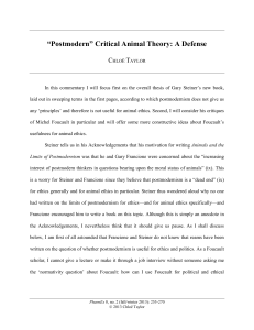 “Postmodern” Critical Animal Theory: A Defense