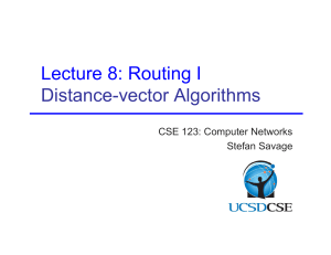 Lecture 8: Routing I Distance-vector Algorithms