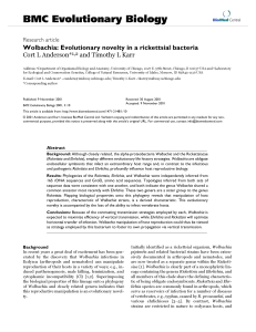 Wolbachia: Evolutionary novelty in a rickettsial bacteria | SpringerLink