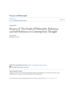 The Death of Philosophy: Reference and Self