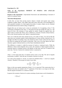 Experiment No : M3 Name of the Experiment: MOMENT OF INERTIA