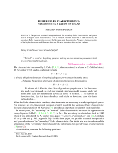 HIGHER EULER CHARACTERISTICS - UMD MATH