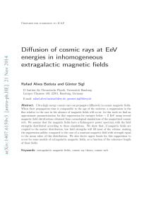 Diffusion of cosmic rays at EeV energies in